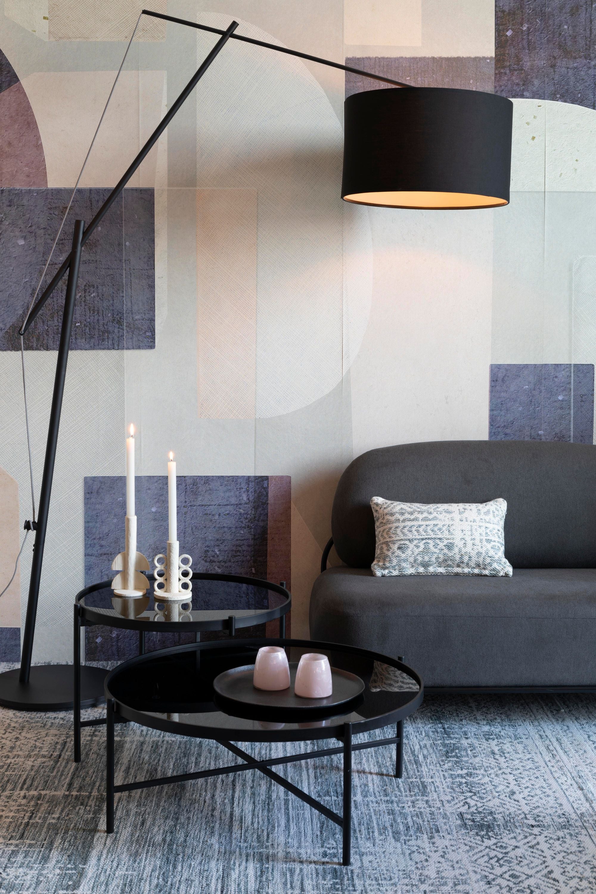 Set of 2 Li Black Glass Coffee Tables Nest